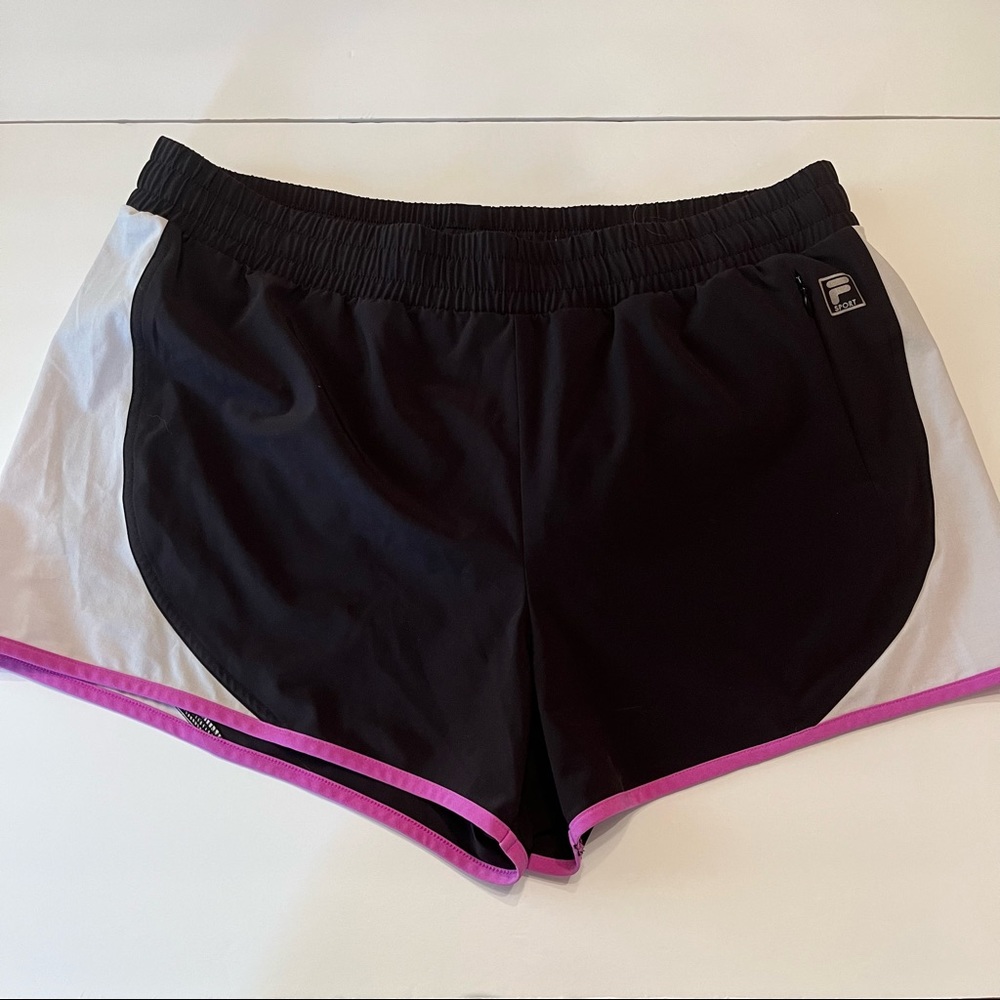 🏔Fila Women's Dri-Fit Black/White/Purple Shorts Size Large
